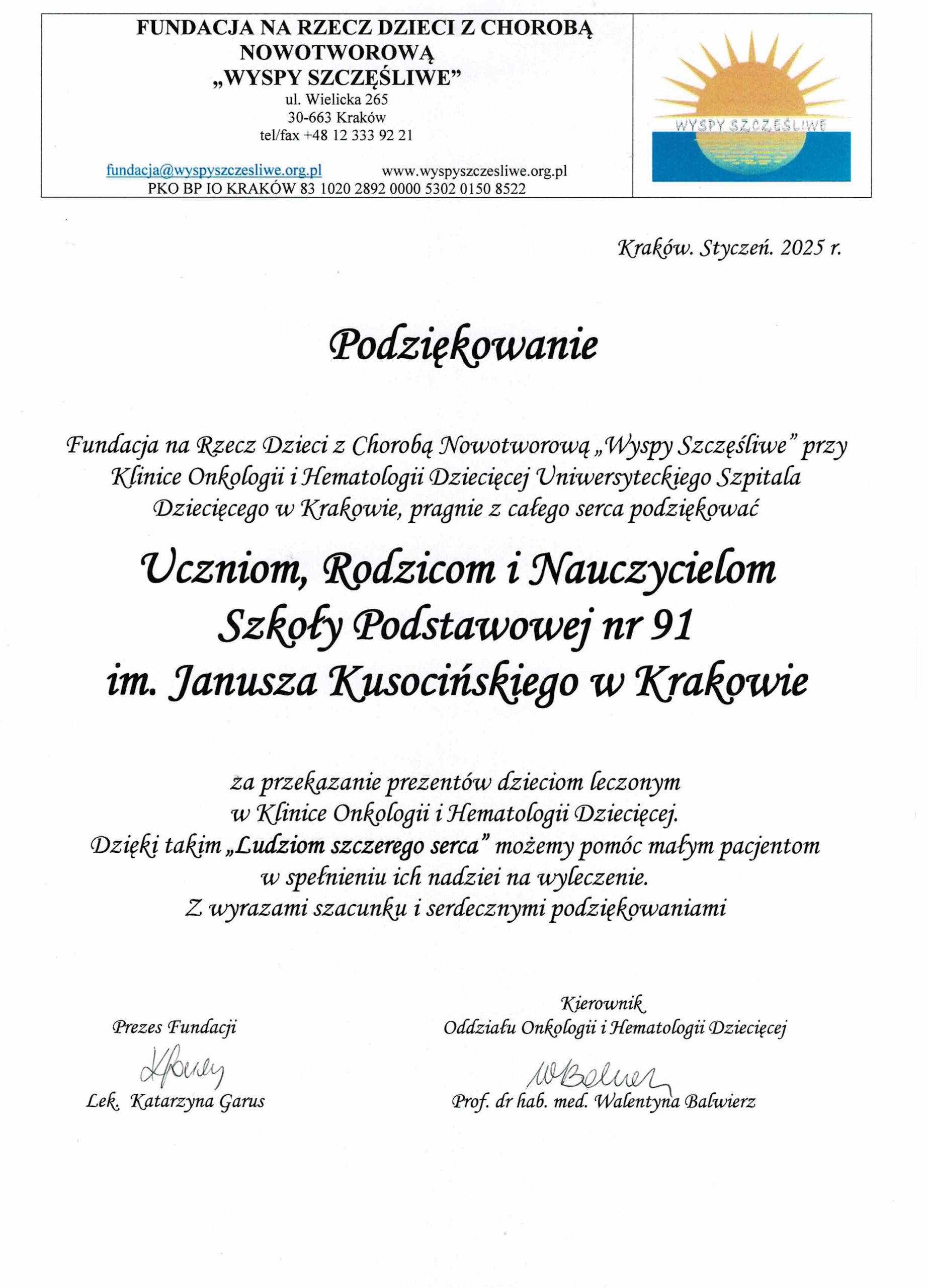 podziękowanie